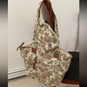 Vintage Rose Large Bag with Matching Wristlet